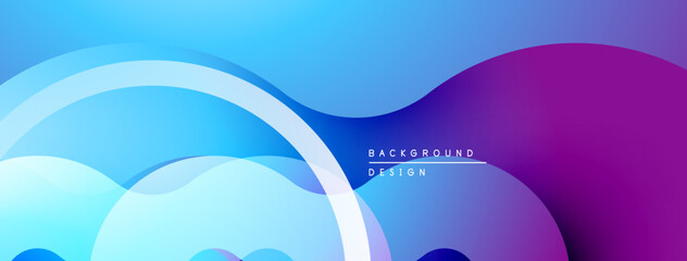 Fototapete - Abstract fluid shapes, blue purple gradient. Modern design, smooth curves, dynamic composition. Background element for projects.