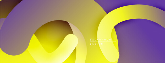 Aufkleber - Abstract design features overlapping curved layers. Yellow, purple hues create dynamic visual effect. Modern, minimalist aesthetic.
