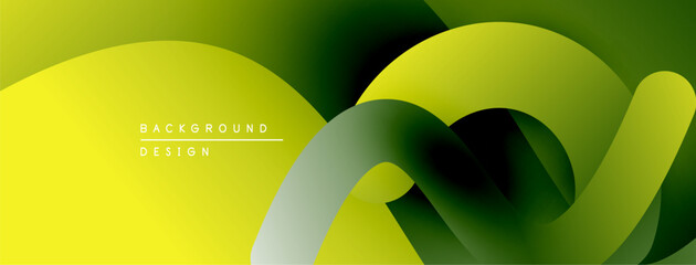 Leinwandbilder - Abstract fluid shapes, vibrant yellow, green gradients. Modern design, smooth curves create dynamic composition. Minimalist aesthetic.