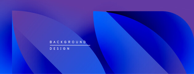 Leinwandbilder - Abstract blue purple gradient. Overlapping shapes create dynamic visual effect. Text reads background design. Modern, sleek presentation.