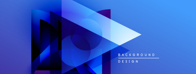 Leinwandbilder - Abstract blue geometric shapes create dynamic background. Overlapping layers suggest depth, modern design aesthetic. Text reads background design.