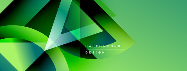 Leinwandbilder - Abstract green background. Geometric shapes overlap, creating dynamic visual effect. Modern design suitable for various projects.