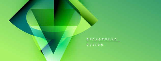 Poster - Abstract green design features geometric shapes, gradients, light effects. Modern background suitable for various digital projects.