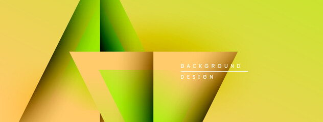 Fototapete - Abstract geometric shapes, yellow gradients, modern design. Minimalist composition with layered triangles, vibrant colors.