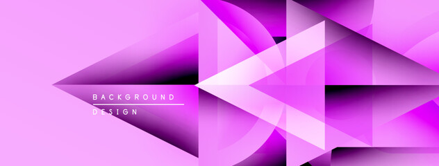 Aufkleber - Abstract geometric shapes overlap, creating vibrant purple gradients. Modern design suggests technology, innovation, energy. Minimalist aesthetic.