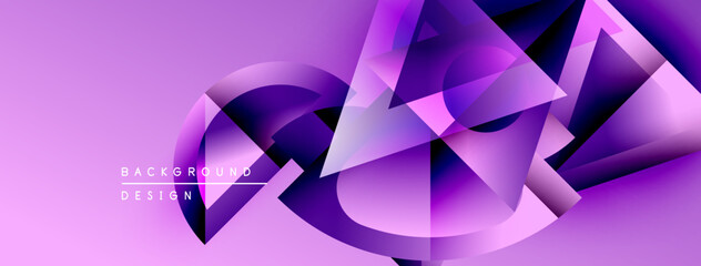 Aufkleber - Abstract purple design features geometric shapes, gradients. Modern background ideal for digital projects, presentations.