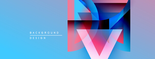 Leinwandbilder - Abstract geometric design. Blue gradient background features layered shapes forming letter V. Modern visual element for projects.