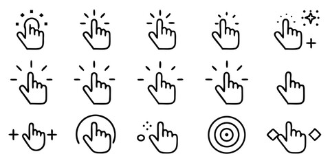 Hand cursor icons set for website and app design
