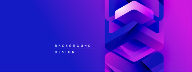 Leinwandbilder - Abstract gradient background. Hexagonal layers create depth, vibrant blue transitions to magenta. Text reads background design. Modern, sleek visual.