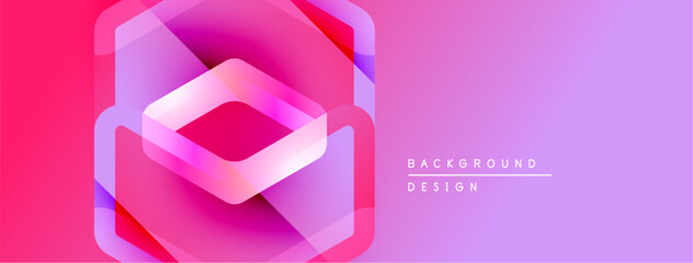 Aufkleber - Abstract geometric design. Pink, purple gradients create layered illusion. Modern background suitable for digital projects.