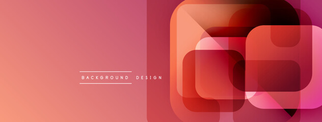Aufkleber - Abstract geometric shapes, gradients, pinks, reds create modern background design. Minimal text present, simple composition.