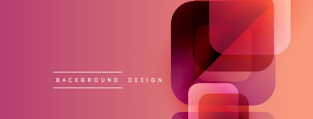 Aufkleber - Abstract geometric shapes overlap, creating vibrant gradient effect. Pink, red, orange hues dominate design. Minimalist style.