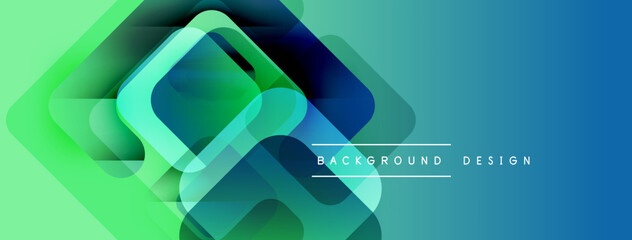 Aufkleber - Abstract geometric shapes overlap, creating vibrant gradient effect. Modern design suitable for banners, presentations. Smooth transitions present.
