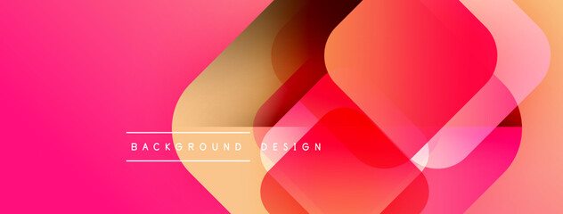 Poster - Abstract geometric shapes overlap, creating vibrant pink gradient background. Modern design element for digital projects.