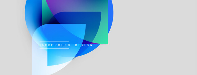 Aufkleber - Abstract colorful shapes overlap, creating dynamic background. Light gray fills remaining space. Text reads background design.