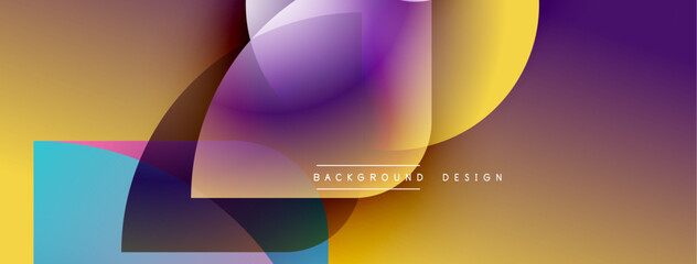 Poster - Abstract composition features overlapping colorful shapes. Gradient hues blend, creating dynamic visual effect. Modern design element.