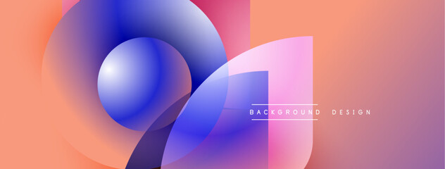 Aufkleber - Abstract shapes, vibrant colors, gradient design. Modern composition with smooth transitions, peach tones dominate. Minimal text element present.