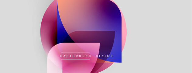 Aufkleber - Abstract shapes overlap, creating vibrant color gradients. Modern design elements suggest digital art, background texture.