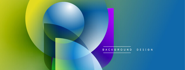Aufkleber - Abstract geometric shapes blend vibrant colors. Gradient transitions create dynamic visual effect. Modern design element for backgrounds.