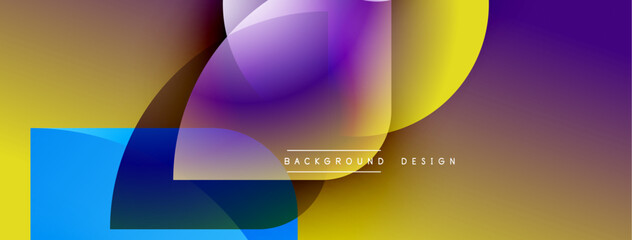 Aufkleber - Abstract colorful overlapping shapes create dynamic background. Gradient hues blend, forming modern visual composition.