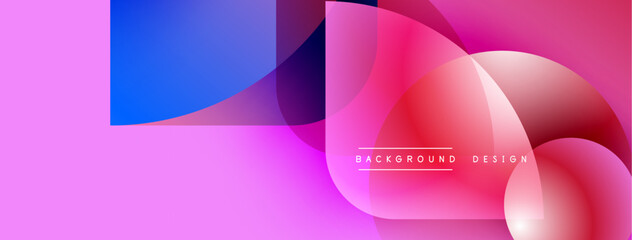 Aufkleber - Abstract fluid shapes overlap, creating vibrant pink, purple, blue gradients. Modern design elements suggest dynamic movement, visual energy.