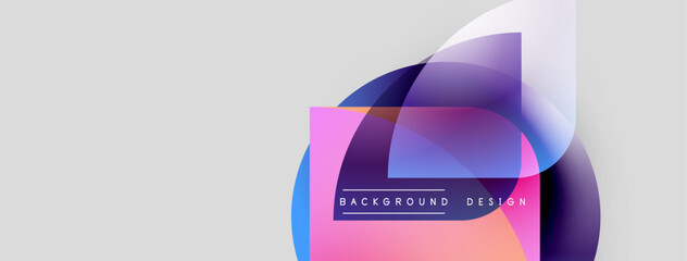 Aufkleber - Abstract design features overlapping colorful shapes. Pink rectangle displays text background, design. Gradient hues create dynamic visual effect.