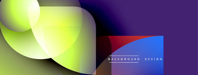 Aufkleber - Abstract colorful shapes overlap. Gradient hues blend, creating dynamic visual effect. Modern design elements present smooth transitions.