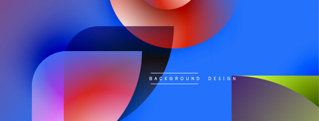 Aufkleber - Abstract fluid shapes overlap, creating vibrant blue, red, purple gradients. Modern design element for backgrounds, presentations.