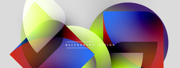 Aufkleber - Abstract colorful shapes overlap. Gradient hues blend, creating dynamic visual effect. Modern design element for backgrounds.
