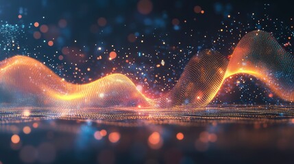 Wall Mural - abstract glowing wave of particles, futuristic digital art.