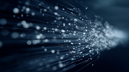 Wall Mural - abstract image of fiber optic cables or data lines with glowing particles, symbolizing high-speed in