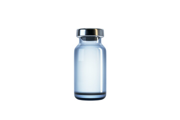 Fototapete - Transparent glass medical vial mockup with metallic cap isolated on white background for product presentation and branding concept. 3D Rendering