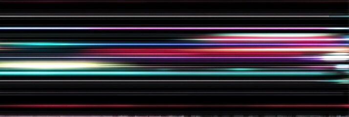 Wall Mural - Abstract lines of light, multiple colors, blurred motion effect on dark background