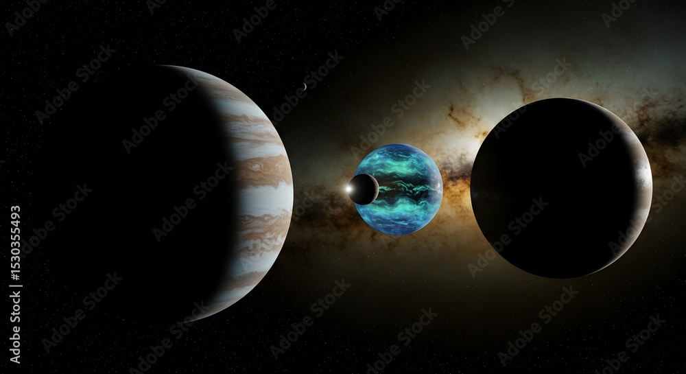 Cosmic Alignment A Celestial Dance of Planets and Nebulae in the Vast ...