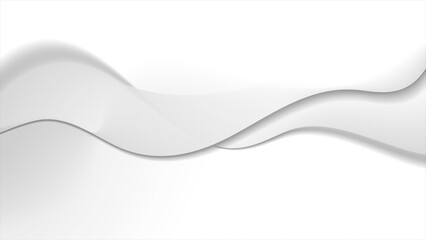 Fototapete - Abstract white grey smooth waves minimal elegant background