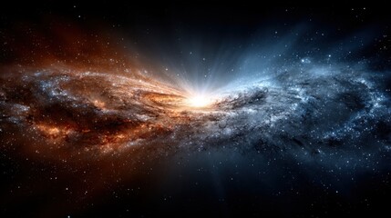 Wall Mural - a captivating display shows two galaxies merging, surrounded by vibrant colors and bright starlight.