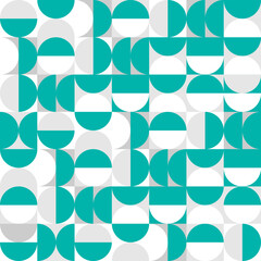 Fototapete - Geometric seamless pattern with squares, circles and semi circles