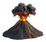 噴火する火山 迫力ある溶岩と黒煙 鮮やかな色彩