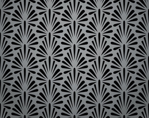 Poster - Flower geometric pattern. Seamless vector background. Gray and black ornament. Ornament for fabric, wallpaper, packaging. Decorative print