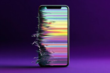 Fototapete - Mobile App Crash Screen Displaying Geometric Distortion Against a Solid Background