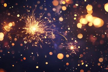 Wall Mural - happy new year celebration sparkles banner