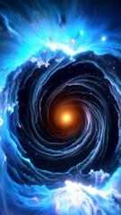 Wall Mural - Swirling cosmic portal with bright center and nebulae arms in space background