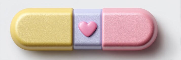 Aufkleber - Pillbox Features Heart Icon Pills With Soft Shadows on a Clean Background for Wellness and Care