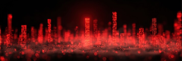 Aufkleber - Red Alert Exclamation Icons Emerge From Digital Mist on a Blank Upper Layout Creating a Visual Warning Signal Image