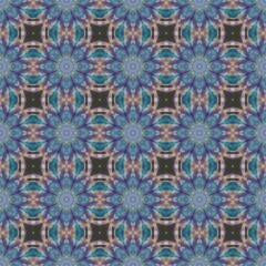 seamless kaleidoscope floral pattern abstract blue and purple floral design for fabric, wallpaper, a