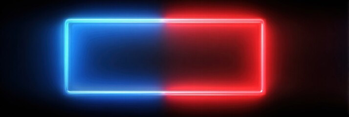 Fototapete - Neon Red and Blue Glowing Bracket Concept With Clear Left Margin for Graphic Design Projects