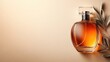 © Larisa AI - This image presents an elegant perfume bottle alongside an olive branch, styled on a soft-toned background, symbolizing luxury, beauty, and sophistication in fragrance design.