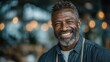 © Blackmint Studio - A man with a gray beard and a warm smile stands in a charming cafe, wearing a casual shirt. Bright lights and a welcoming atmosphere create a joyful ambiance
