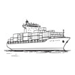 © Arafat - detailed cargo ship sketch vector line art for transport