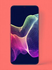 Fototapete - Mobile App Crash Screen Displaying Abstract Geometric Distortion on a Clean Left Margin